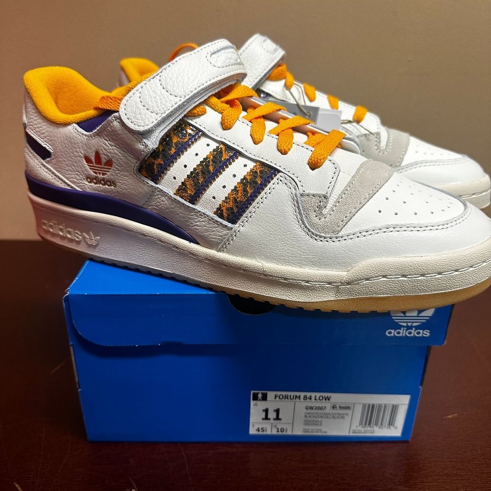 Adidas Mens White Gold Forum 84 Low GW2007 Athletic Running Shoes US 10.5 US 11